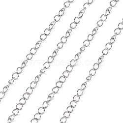 304 Stainless Steel Curb Chains, Twisted Chains, Soldered, Stainless Steel Color, 4x3x0.6mm(X-CHS-Q001-11)