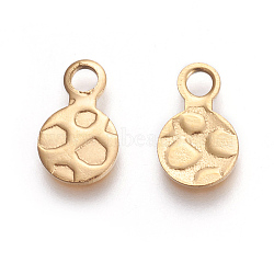 Ion Plating(IP) 304 Stainless Steel Charms, Flat Round, Bumpy, Golden, 9.5x6x0.7mm, Hole: 1.8mm(STAS-L216-04A-G)