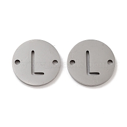 Non-Tarnish 201 Stainless Steel Hollow Flat Round Links, Letter Connector Charms, Stainless Steel Color, Letter L, 12x1mm, Hole: 1.2mm(FIND-R149-03L-P)