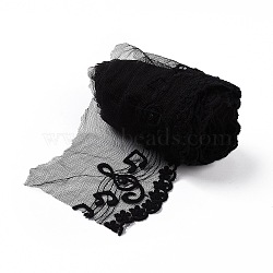 Chinlon Yarns Lace Trim, Musical Note & Flower Pattern, Black, 4-3/8 inch(110~115mm)(OCOR-XCP0001-76)