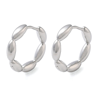 Brass Oval Hoop Earrings for Women, Real Platinum Plated, 16x18mm