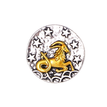 Constellation Alloy Pins, Round Brooch, Zodiac Sign Badge for Clothes Backpack, Capricorn, 18mm