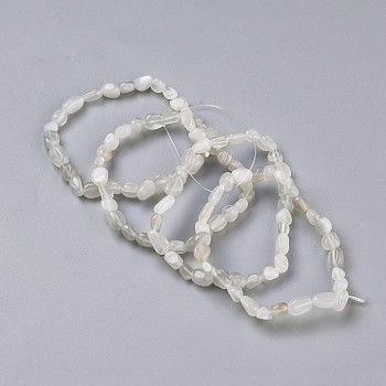 Natural White Moonstone Bead Stretch Bracelets, Tumbled Stone, Nuggets, Inner Diameter: 2~2-1/4 inch(5.2~5.6cm)