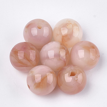 Acrylic Beads, Imitation Gemstone Style, Round, Dark Salmon, 15.5~16x15mm, Hole: 2mm