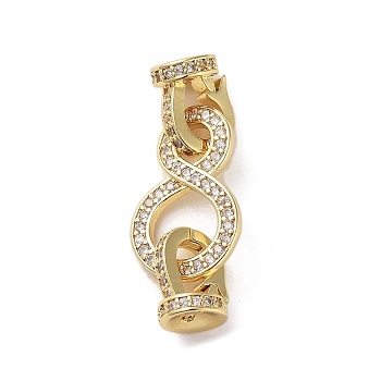 Rack Plating Brass Micro Pave Cubic Zirconia Fold Over Clasps, Cadmium Free & Lead Free, Long-Lasting Plated, Golden, 32mm