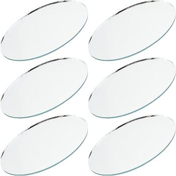 6Pcs Oval Glass Mirror, Craft Mirror, Clear, 125x75x3mm