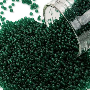 TOHO Round Seed Beads, Japanese Seed Beads, (939F) Transparent Frost Green Emerald, 15/0, 1.5mm, Hole: 0.7mm, about 15000pcs/50g