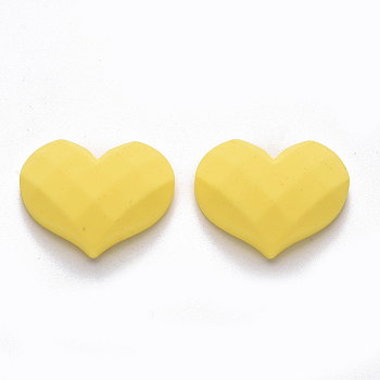 Opaque Resin Cabochons,
Faceted, Heart, Yellow, 20x27x10mm