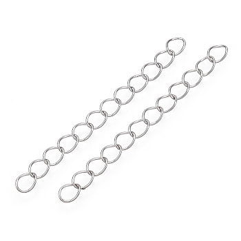 Iron Chain Extender, Curb Chains, Nickel Free, Platinum, 70mm, Link: 5~5.5x3.5~4x0.5mm