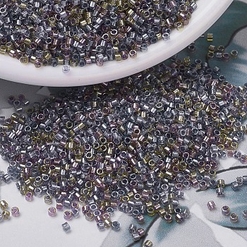 MIYUKI Delica Beads, Cylinder, Japanese Seed Beads, 11/0, (DB0986) Sparkling Lined Majestic Mix(Purple Gold) , 1.3x1.6mm, Hole: 0.8mm, about 2000pcs/10g
