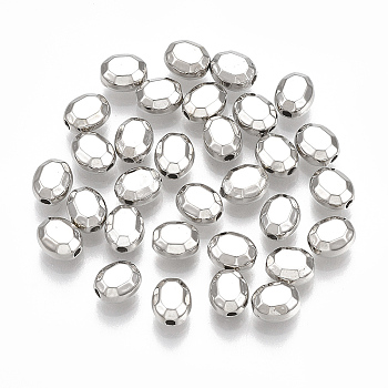 CCB Plastic Beads, Faceted, Oval, Platinum, 5.5x4.5x3mm, Hole: 1mm, about 7425pcs/442g