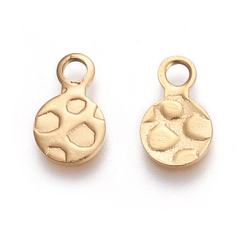 Ion Plating(IP) 304 Stainless Steel Charms, Flat Round, Bumpy, Golden, 9.5x6x0.7mm, Hole: 1.8mm