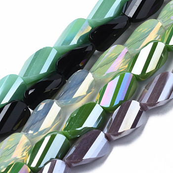 Glass Beads Strands, Faceted, Twist, Mixed Color, 13.5x8x6mm, Hole: 1.2mm, about 50pcs/strand, 27.17 inch(69cm)