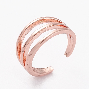 Brass Cuff Earrings, Rose Gold, 10.5x11x1.5~7.5mm