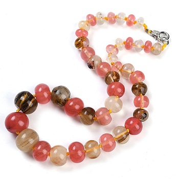 Tigerskin Glass Rondelle Graduated Beaded Necklaces for Women Men, 19.49 inch(49.5cm)