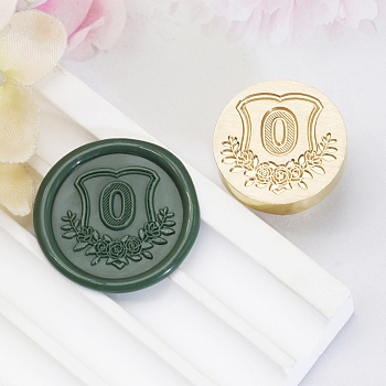 Golden Tone Round Wax Seal Brass Stamp Heads, for Wax Seal Stamp, Flower with Letter Pattern, Letter O, 20x14mm, Inner Diameter: 7mm