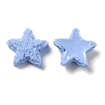 Opaque Resin Cabochons, Star, Cornflower Blue, 16.5x17x5.5mm
