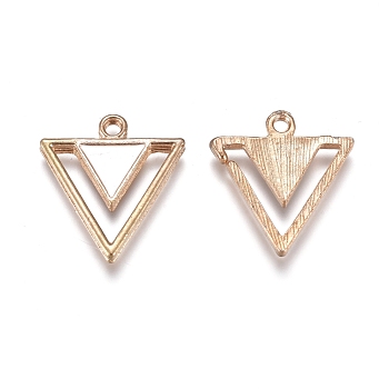 Alloy Enamel Pendants, Inverted Triangle, Golden, White, 18.5x17x2mm, Hole: 1.5mm, 10pcs/Bag