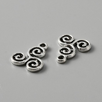 Tibetan Style Alloy Charms, Vortex, Antique Silver, 15.5x13x1.5mm, Hole: 1.8mm