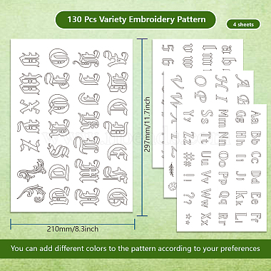 4 feuille de motifs de broderie bâton et point de 11.6x8.2 pouces(DIY-WH0455-108)-2