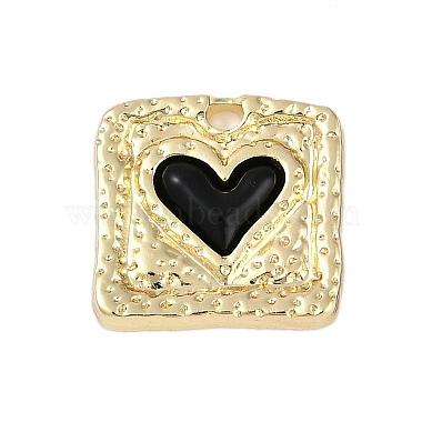 Golden Black Square Alloy+Enamel Pendants