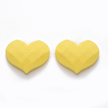 Yellow Heart Epoxy Resin Cabochons