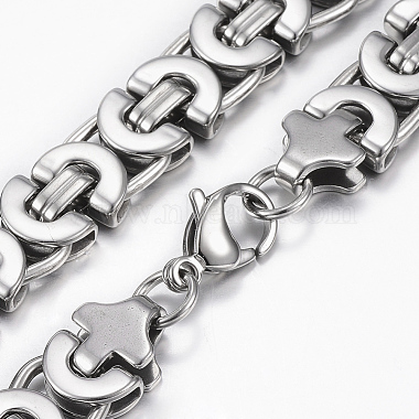 304 Stainless Steel Byzantine Chain Necklaces(NJEW-F176-14P-A)-2