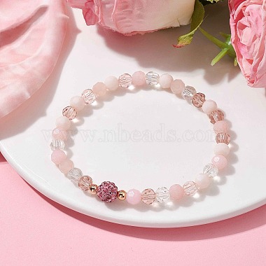 bracelets extensibles en perles rondes à facettes en verre(BJEW-JB10057-02)-2