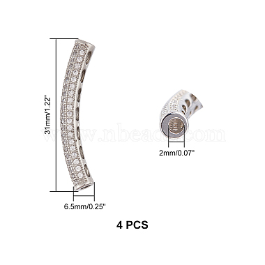 Brass Micro Pave Clear Cubic Zirconia Tube Beads(ZIRC-UN0001-01P)-3
