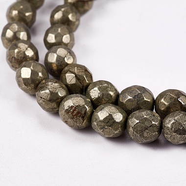 Chapelets de perles rondes en pyrite naturelle(G-L031-6mm-02)-2