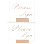 4Pcs 2 Styles Rectangle Beechwood Name Card Holder, Acrylic Plates, Rectangle with Word Please Sign, Mixed Color, Card Holder: 100x30x20.5mm, 2pcs(ODIS-OC0001-39)