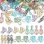 80Pcs 8 Styles PET Plastic/Metal Paper Clip, Cross & Guitar & Musical Note, Mixed Color, 29~39x13~25x2.5~3.5mm, 10pcs/style(AJEW-TA0003-05)
