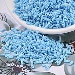 MIYUKI Quarter TILA Beads, Japanese Seed Beads, 2-Hole, (QTL413FR) Matte Opaque Turquoise Blue AB, 5x1.2x1.9mm, Hole: 0.8mm, about 24000pcs/500g(SEED-MY05-QTL0413FR)