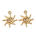 304 Stainless Steel Pendants, Ion Plating(IP), Spiral Sun Charms, Real 18K Gold Plated, 22.5x19.5x2mm, Hole: 2mm(SA-CBABD1E-01G)