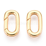 Brass Spring Gate Rings, Oval, Real 18K Gold Plated, 14x8x2.5mm(KK-WH20009-01G-B)