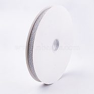 Polyester Ribbon, Light Grey, 5/8 inch(15~16mm), about 100yards/roll(91.44m/roll)(SRIB-T003-12G)