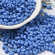 Baking Paint Glass Seed Beads, Peanut, Deep Sky Blue, 5.5~6x3~3.5x3mm, Hole: 1~1.2mm, about 4000pcs/pound(SEED-K009-01A-19)