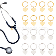 304 Stainless Steel Stethoscope Tag Pendant Decoration, Heart, 3.6cm, 2 colors, 8pcs/color, 16pcs/set(HJEW-UN00002)