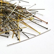Iron Flat Head Pins,Nickel Free, Mixed Color, 50x0.7mm, 21 Gauge, about 500pcs/100g, Head: 2mm(X-IFIN-MSMC010-03-NF)