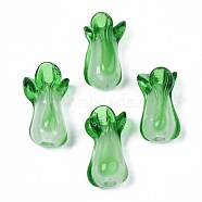 Handmade Lampwork Beads, Cabbage, Green, 19~20.5x10~12.5x10~12mm, Hole: 0.8~2mm(LAMP-S194-028B)