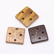 Ethnic Garment Accessories Wood Findings 4-Hole Coconut Sewing Buttons, Dyed, Square, Mixed Color, 20~21x20x4~5mm, Hole: 2mm(X-BUTT-O002-F)