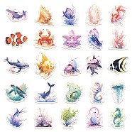 PVC Self Adhesive Sea Animal Sticker Labels, Waterproof Marine Animal Decals, for Suitcase, Skateboard, Refrigerator, Helmet, Mobile Phone Shell, Colorful, 60x50mm, 50pcs/set(STIC-PW0015-14)