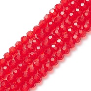 Transparent Glass Bead Strands, Imitate Austrian Crystal, Faceted(32 Facets), Round, Red, 8mm, Hole: 1mm, about 70~72pcs/strand, 20~21 inch(GLAA-G013-8mm-98)