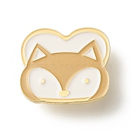 Toast with Fox Enamel Pin, Animal Iron Enamel Brooch for Backpack Clothes, Light Gold, Saddle Brown, 27x30x10mm(JEWB-C012-04B)