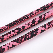 PU Leather Cords, Imitation Snake Skin, Deep Pink, 5~6mm, about 5.46 yards(5m)/roll(LC-S019-09B)