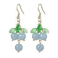Dyed Natural Quartz Grapes Dangle Earrings, Acrylic Cluster Earrings, Real 18K Gold Plated, 51x16mm(EJEW-JE05689-03)