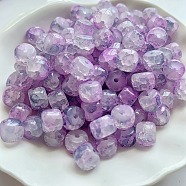 Transparent Crackle Glass Beads Strand, Column, Purple, 8x6mm, Hole: 1.6mm, about 20pcs/set(X-GLAA-D012-01A)