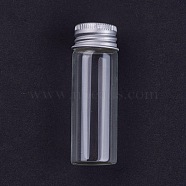 Glass Bottles, with Screw Aluminum Cap and Silicone Stopper, Empty Jar, Platinum, Clear, 5x2.2cm, Capacity: 10ml(AJEW-WH0035-01-10ml)