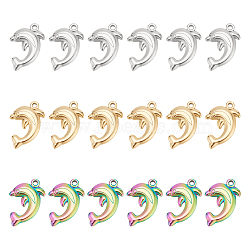 18Pcs 3 Colors 304 Stainless Steel Pendant, Dolphin Charms, Mixed Color, 22.5x14x3mm, Hole: 1.6mm, 6pcs/color(STAS-DC0012-40)