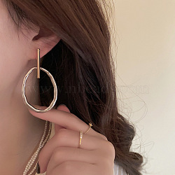 Brass Two Tone Oval Stud Earrings, Golden & Silver, 60x30mm(FS-WGAE651-01)